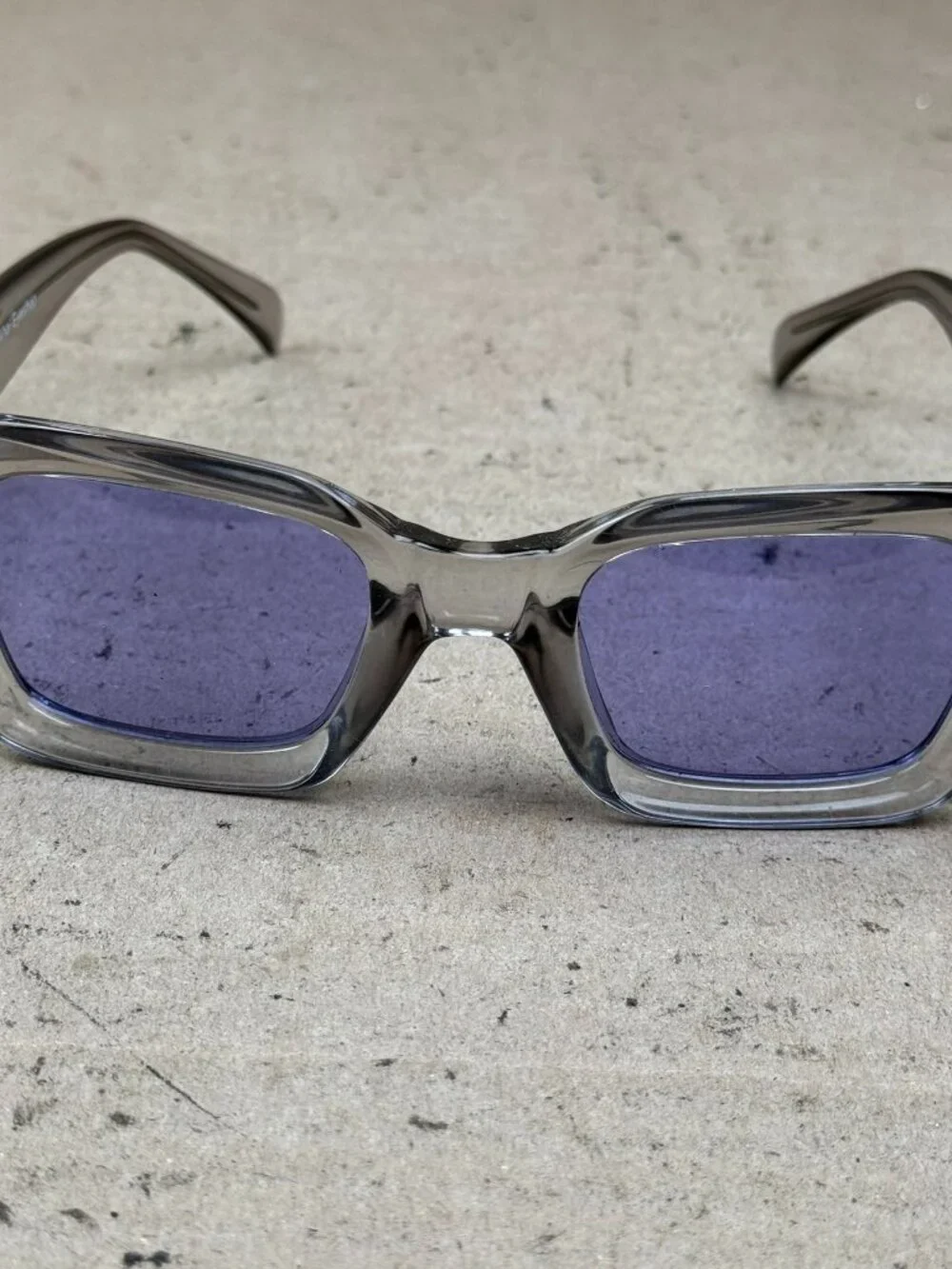 Ryan Simkhai Eyeshop Men's Sunglasses R-2070 C1 Sun Clear Gray Frame Purple Lens